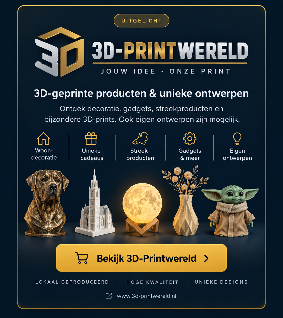 3D-Printwereld - 3D-geprinte producten en unieke ontwerpen